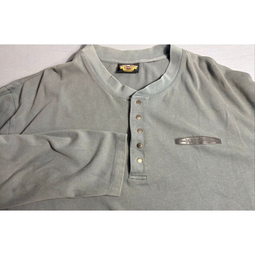 Harley Davidson Mens XXL Grey Long Sleeve Workwear Shirt Quarter Snap Button
